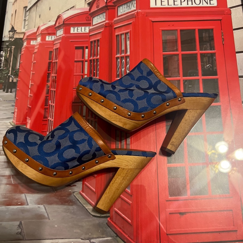 Blue , Coach, clog heels